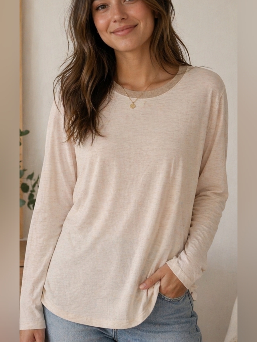 Banana Republic Shimmer Trim Long Sleeve Top Sz. XL